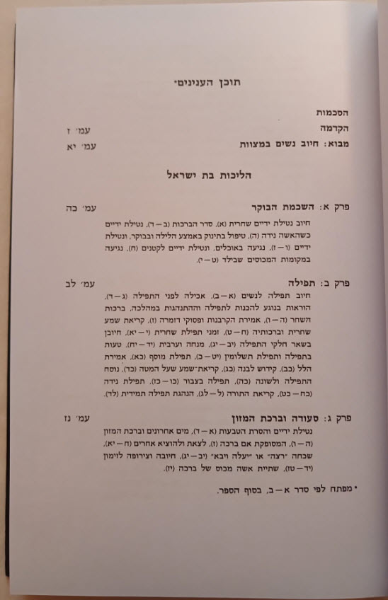 הליכות בת ישראל תוכן עניינים 11687